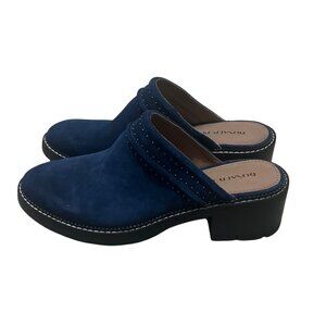 Donald Pliner Womens Blue Suede Sahara Mules 7M With Black Sole & Studded Detail